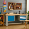 Dílenský stůl Solid OAK-13, 210 cm, 2 závěsné boxy, dub