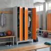 Kovová šatní skříňka - 3 oddíly, 90 x 50 x 190 cm, pevné nohy, cylindrický zámek, antracitová - ral 7016