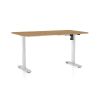 Výškově nastavitelný stůl OfficeTech A, 120 x 80 cm, bílá podnož, dub kamenný