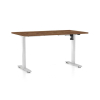 Výškově nastavitelný stůl OfficeTech A, 120 x 80 cm, bílá podnož, dub silverjack