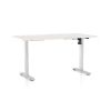 Výškově nastavitelný stůl OfficeTech A, 140 x 80 cm, bílá podnož, bílý jasan