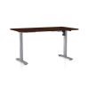 Výškově nastavitelný stůl OfficeTech A, 140 x 80 cm, šedá podnož, wenge