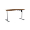 Výškově nastavitelný stůl OfficeTech A, 140 x 80 cm, šedá podnož, dub silverjack