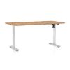 Výškově nastavitelný stůl OfficeTech A, 160 x 80 cm, bílá podnož, dub kraft