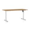 Výškově nastavitelný stůl OfficeTech A, 160 x 80 cm, bílá podnož, dub kamenný