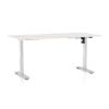 Výškově nastavitelný stůl OfficeTech A, 160 x 80 cm, bílá podnož, bílý jasan