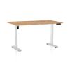 Výškově nastavitelný stůl OfficeTech B, 120 x 80 cm, bílá podnož, dub kraft
