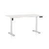 Výškově nastavitelný stůl OfficeTech B, 120 x 80 cm, bílá podnož, bílý jasan