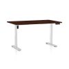 Výškově nastavitelný stůl OfficeTech B, 140 x 80 cm, bílá podnož, wenge