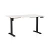 Výškově nastavitelný stůl OfficeTech B, 140 x 80 cm, černá podnož, bílý jasan