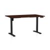 Výškově nastavitelný stůl OfficeTech B, 140 x 80 cm, černá podnož, wenge
