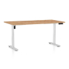 Výškově nastavitelný stůl OfficeTech B, 160 x 80 cm, bílá podnož, dub kraft