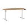 Výškově nastavitelný stůl OfficeTech B, 160 x 80 cm, bílá podnož, dub kamenný