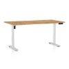 Výškově nastavitelný stůl OfficeTech B, 160 x 80 cm, bílá podnož, dub zlatý