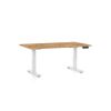 Výškově nastavitelný stůl OfficeTech C, 140 x 80 cm, bílá podnož, dub zlatý
