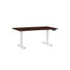 Výškově nastavitelný stůl OfficeTech C, 140 x 80 cm, bílá podnož, wenge