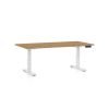 Výškově nastavitelný stůl OfficeTech C, 160 x 80 cm, bílá podnož, dub kamenný