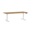 Výškově nastavitelný stůl OfficeTech C, 180 x 80 cm, bílá podnož, dub kamenný