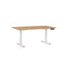 Výškově nastavitelný stůl OfficeTech D, 140 x 80 cm, bílá podnož, dub kraft