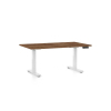 Výškově nastavitelný stůl OfficeTech D, 140 x 80 cm, bílá podnož, dub silverjack
