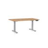 Výškově nastavitelný stůl OfficeTech D, 140 x 80 cm, šedá podnož, dub kraft