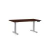 Výškově nastavitelný stůl OfficeTech D, 140 x 80 cm, šedá podnož, wenge