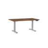Výškově nastavitelný stůl OfficeTech D, 140 x 80 cm, šedá podnož, dub silverjack