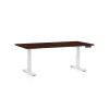 Výškově nastavitelný stůl OfficeTech D, 160 x 80 cm, bílá podnož, wenge