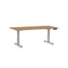 Výškově nastavitelný stůl OfficeTech D, 160 x 80 cm, šedá podnož, dub kamenný