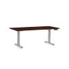 Výškově nastavitelný stůl OfficeTech D, 160 x 80 cm, šedá podnož, wenge