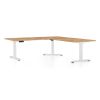 Výškově nastavitelný stůl OfficeTech Angle, 180 x 200 cm, bílá podnož, dub kraft