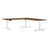 Výškově nastavitelný stůl OfficeTech Angle, 180 x 200 cm, bílá podnož, dub silverjack