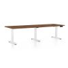 Výškově nastavitelný stůl OfficeTech Long, 240 x 80 cm, bílá podnož, dub silverjack