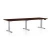 Výškově nastavitelný stůl OfficeTech Long, 240 x 80 cm, šedá podnož, wenge