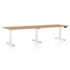 Výškově nastavitelný stůl OfficeTech Long, 260 x 80 cm, bílá podnož, dub kraft