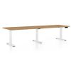Výškově nastavitelný stůl OfficeTech Long, 260 x 80 cm, bílá podnož, dub kamenný