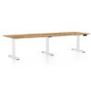 Výškově nastavitelný stůl OfficeTech Long, 260 x 80 cm, bílá podnož, dub zlatý