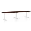 Výškově nastavitelný stůl OfficeTech Long, 260 x 80 cm, bílá podnož, wenge