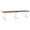 Výškově nastavitelný stůl OfficeTech Long, 260 x 80 cm, bílá podnož, dub silverjack