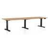 Výškově nastavitelný stůl OfficeTech Long, 260 x 80 cm, černá podnož, dub kraft