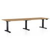 Výškově nastavitelný stůl OfficeTech Long, 260 x 80 cm, černá podnož, dub kamenný