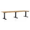 Výškově nastavitelný stůl OfficeTech Long, 260 x 80 cm, černá podnož, dub zlatý