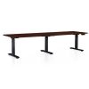 Výškově nastavitelný stůl OfficeTech Long, 260 x 80 cm, černá podnož, wenge
