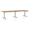 Výškově nastavitelný stůl OfficeTech Long, 260 x 80 cm, šedá podnož, dub kamenný