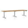 Výškově nastavitelný stůl OfficeTech Long, 260 x 80 cm, šedá podnož, dub zlatý