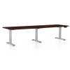 Výškově nastavitelný stůl OfficeTech Long, 260 x 80 cm, šedá podnož, wenge