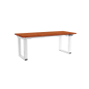 Výškově nastavitelný stůl OfficeTech Strong 180 x 80 cm, bílá podnož, třešeň