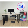 Výškově nastavitelný stůl OfficeTech Strong 180 x 80 cm, bílá podnož, třešeň