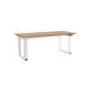 Výškově nastavitelný stůl OfficeTech Strong 180 x 80 cm, bílá podnož, dub