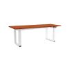 Výškově nastavitelný stůl OfficeTech Strong 200 x 80 cm, bílá podnož, třešeň
